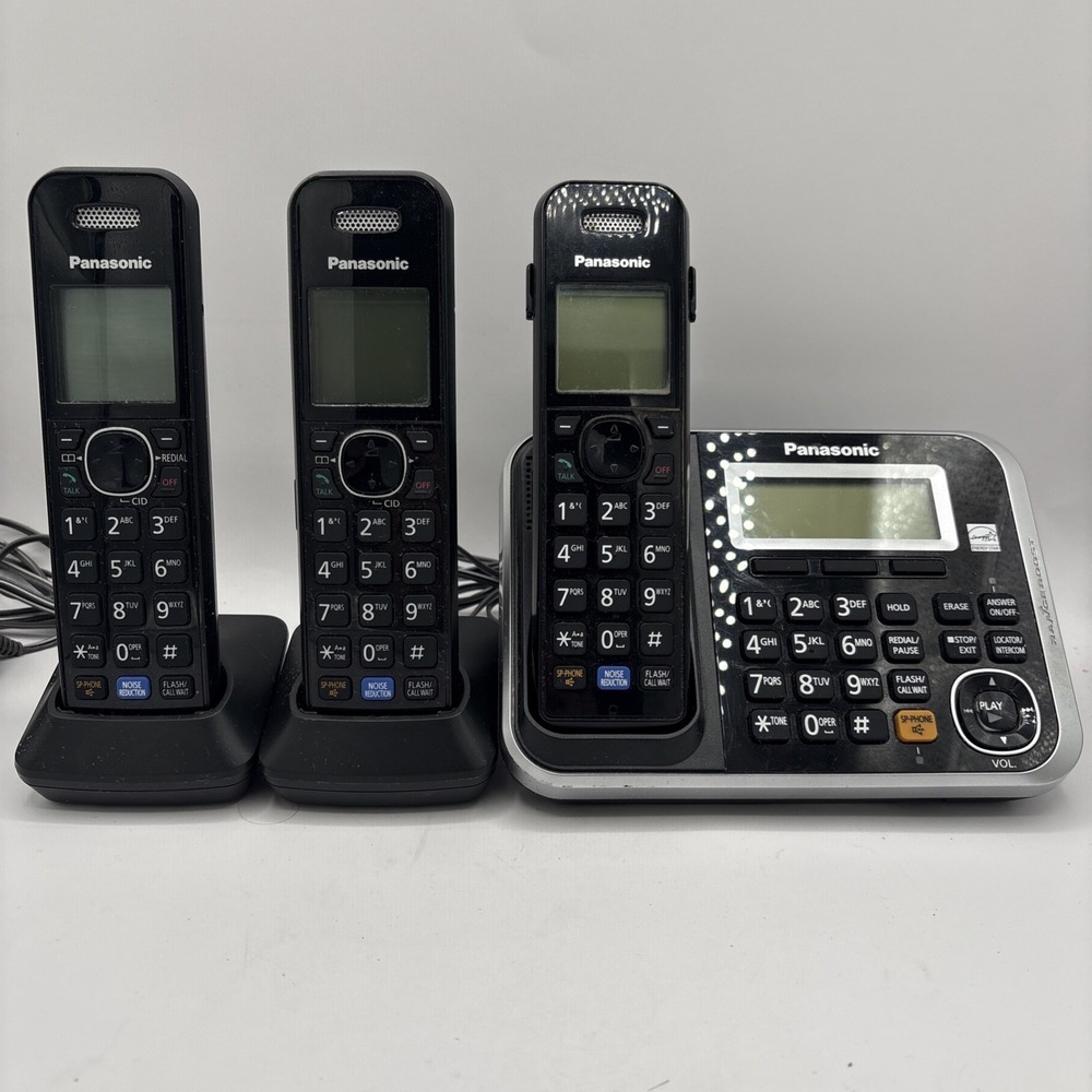Panasonic KX TG6841   3 Handset Phone System with‎ Answering Machine TESTED